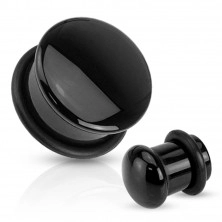 Plug do ucha z achátu v čiernej farbe, čierna gumička, rôzne veľkosti