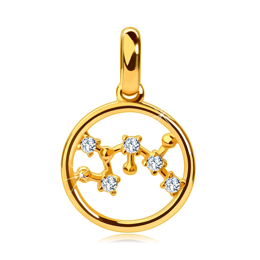 E-shop Šperky Eshop - Prívesok z 9K žltého zlata, súhvezdie zverokruhu "Strelec", kruh, číre zirkóny S2GG242.07