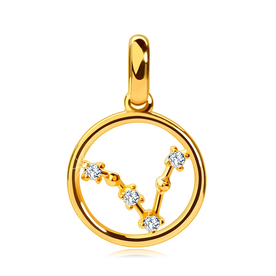 E-shop Šperky Eshop - Prívesok zo žltého 375 zlata, súhvezdie Rýb, číre zirkóniky, tvar kruh S2GG242.16