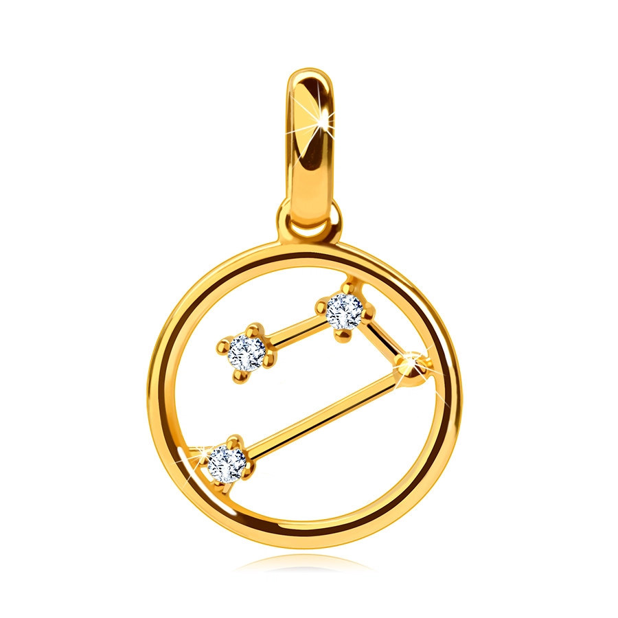 E-shop Šperky Eshop - Prívesok z 9K žltého zlata, súhvezdie zverokruhu "Baran", kruh, číre zirkóny S2GG242.15