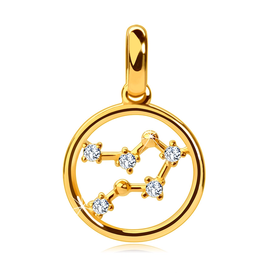 E-shop Šperky Eshop - 9K zlatý prívesok kruh, hviezdna konštelácia Blíženci, číre zirkóniky S2GG242.13