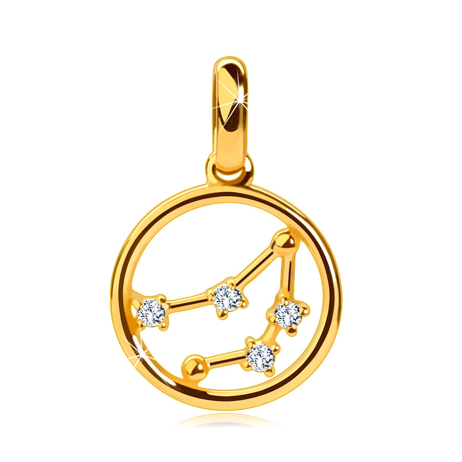 E-shop Šperky Eshop - 375 zlatý prívesok, kruh, súhvezdie Kozorožec, číre zirkóny, hladký povrch S2GG242.06