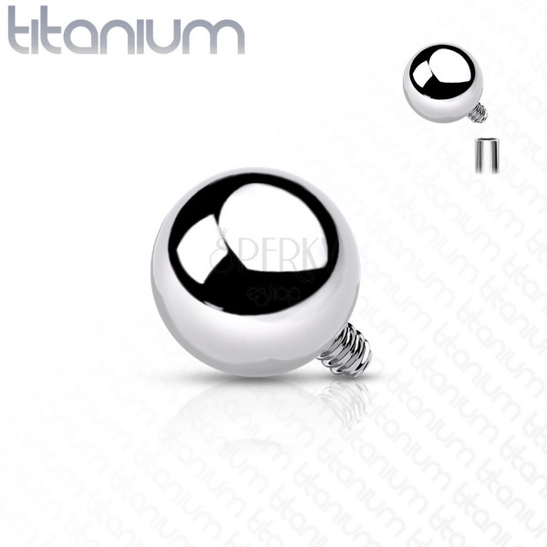 Titánový náhradný diel do implantátu, gulička, strieborná farba, závit 1,6 mm