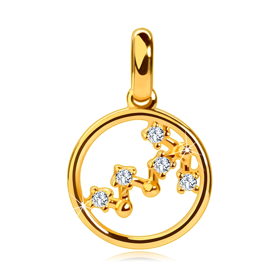 E-shop Šperky Eshop - Prívesok z 9K žltého zlata, súhvezdie zverokruhu "Škorpión", kruh, číre zirkóny S2GG242.08