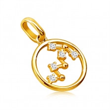 Prívesok z 9K žltého zlata, súhvezdie zverokruhu "Škorpión", kruh, číre zirkóny