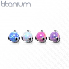 Hlavička z titánu, gulička v puzdre, syntetický opál, závit, rôzne farby, 3 mm