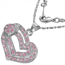 Romantický náhrdelník - ružové srdiečka