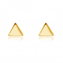 Náušnice zo žltého 9K zlata - lesklé zahnuté rovnostranné trojuholníky