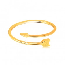 Prsteň zo žltého 9K zlata - zatočený šíp, rozpojené ramená prsteňa