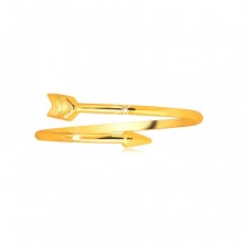 Prsteň zo žltého 9K zlata - zatočený šíp, rozpojené ramená prsteňa