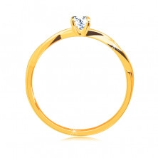 Zásnubný prsteň v žltom 9K zlate - brúsený zirkón čírej farby vsadený v prsteni