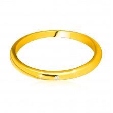 Prsteň zo žltého 9K zlata - tenké hladké ramená, číry zirkón