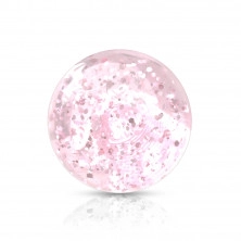 Plastová priehľadná gulička na piercing s ružovými flitrami, 5 mm, sada 10 ks