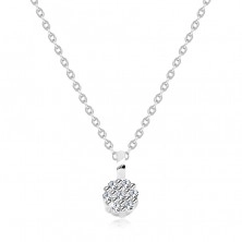 Briliantový náhrdelník z bieleho 14K zlata - tenká retiazka, krúžok zdobený diamantami