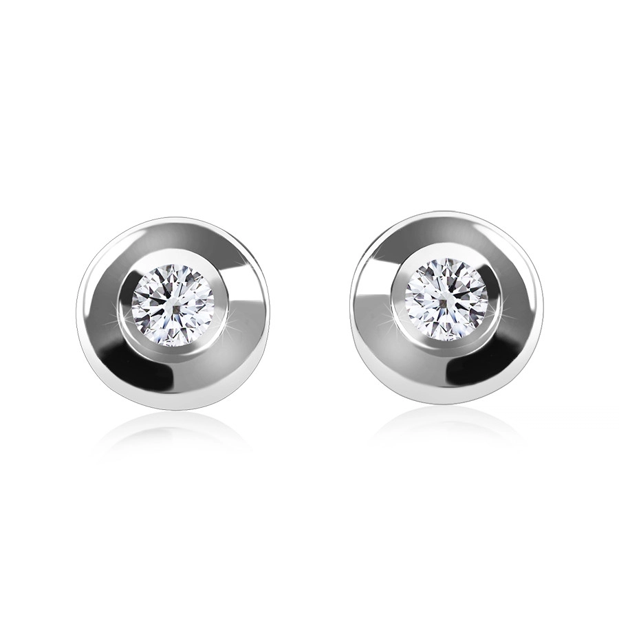 E-shop Šperky Eshop - Briliantové náušnice z bieleho 375 zlata - hladká okrúhla objímka, číry diamant S3BT509.19