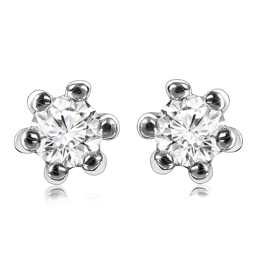 E-shop Šperky Eshop - Briliantové náušnice z 375 bieleho zlata - drobný ligotavý diamant, úchyty, puzetky S3BT509.09