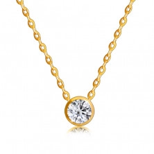 Diamantový náhrdelník zo 14K zlata - malá objímka, okrúhly briliant, tenká retiazka