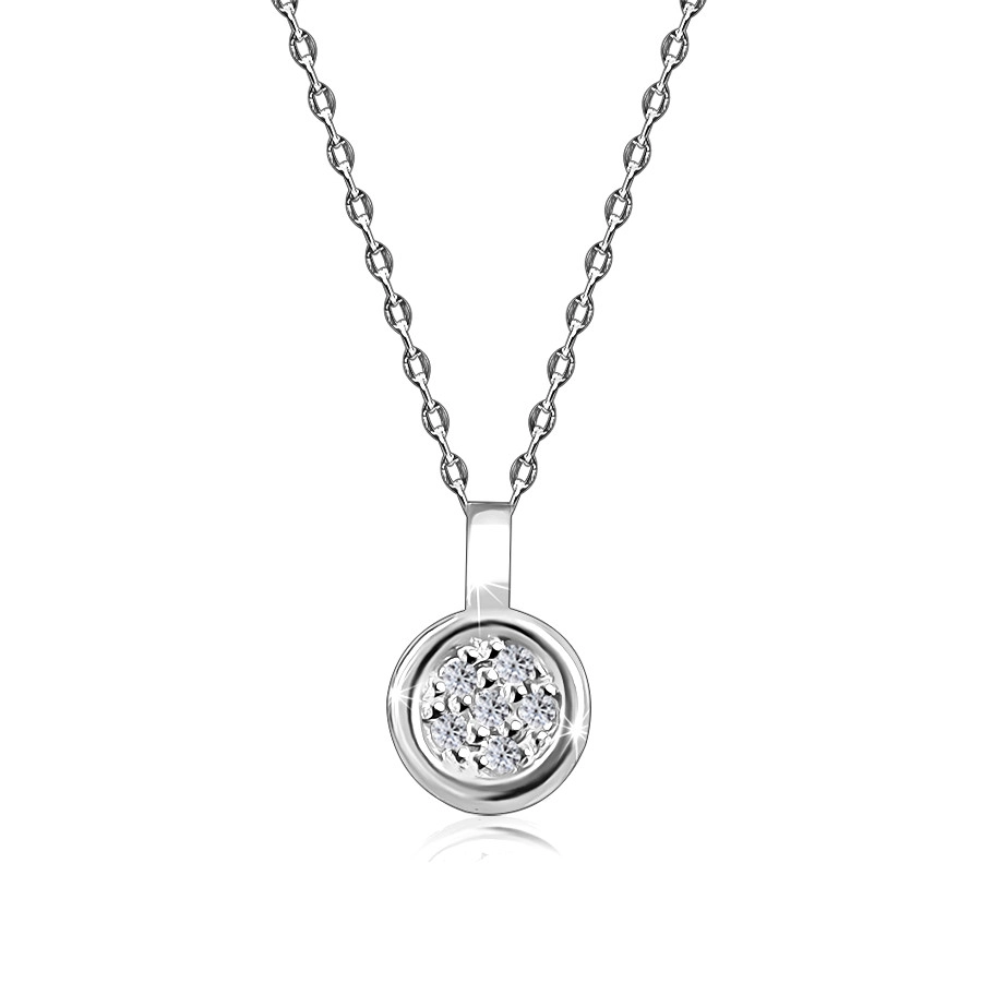 E-shop Šperky Eshop - Diamantový náhrdelník v bielom zlate 375 - lesklý krúžok zdobený briliantmi S3BT509.05