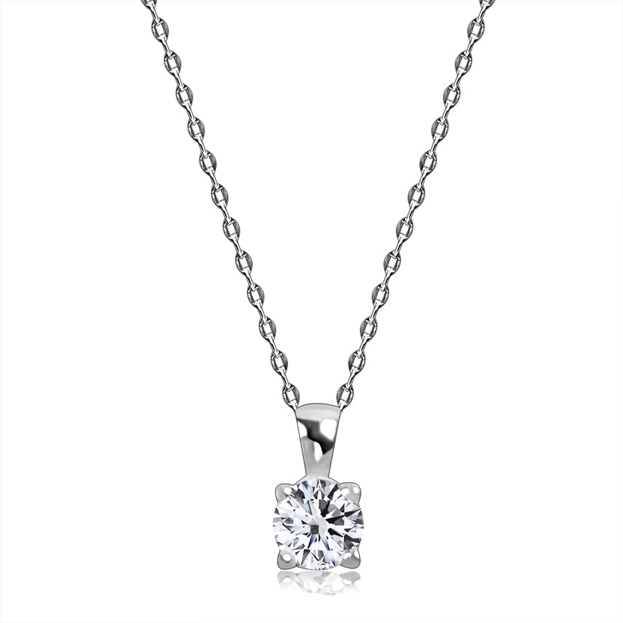 E-shop Šperky Eshop - Diamantový náhrdelník v bielom 375 zlate - briliant v hranatom kotlíku, jemná retiazka S3BT509.11