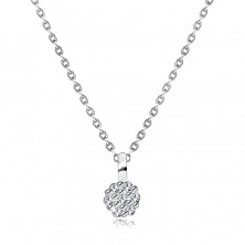 Briliantový náhrdelník z bieleho 9K zlata - tenká retiazka, krúžok zdobený diamantmi