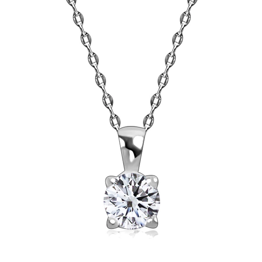 E-shop Šperky Eshop - Diamantový náhrdelník v bielom 585 zlate - briliant v hranatom kotlíku, jemná retiazka S3BT509.30