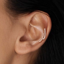 Piercing do ucha z chirurgickej ocele s vnútorným závitom - dva oblúčiky vykladané zirkónmi, 6 mm