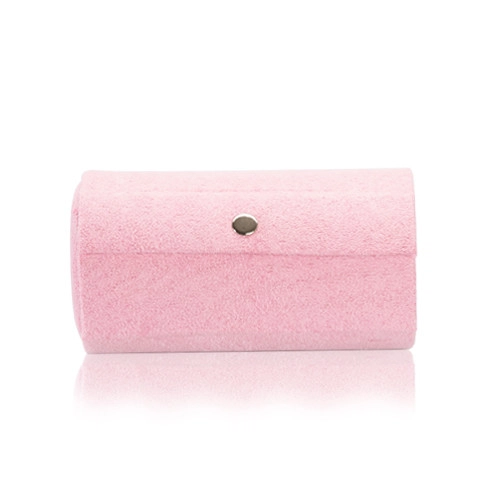 E-shop Šperky Eshop - Šperkovnica v ružovom farebnom prevedení - tvar valca, tri priehradky AB41.14