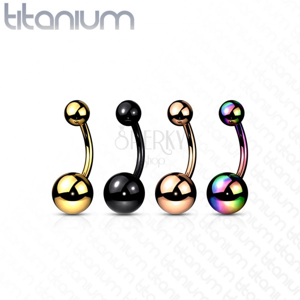 Titánový piercing do pupka - jednoduché guľôčky, rôzne farby, PVD