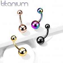 Titánový piercing do pupka - jednoduché guľôčky, rôzne farby, PVD