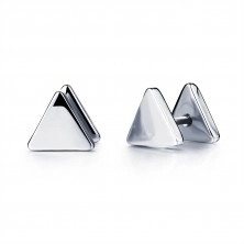 Nepravý piercing do ucha z ocele 316L - hladké trojuholníky, rôzne farby