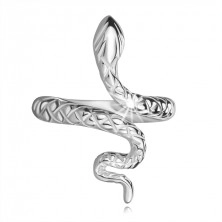 Strieborný 925 prsteň - nastaviteľný, plaziaci sa zvlnený had
