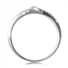 Strieborný 925 prsteň - slučka v tvare osmičky, číre zirkóny