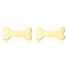 Náušnice zo žltého zlata 375 - lesklá kosť, puzetky