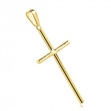 Strieborný 925 prívesok - zlatá a strieborná farba, latinský kríž, šikmé prúžky