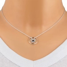 Strieborný 925 náhrdelník - srdiečková labka, tenký krúžok, okrúhle zirkóny