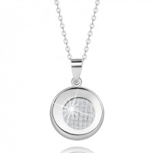Strieborný 925 náhrdelník - krúžok, zirkónová mriežka, jemná retiazka
