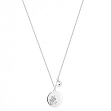 Strieborný 925 náhrdelník - čierny diamant, srdiečko, kruh s kvetmi