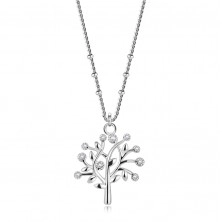 Strieborný 925 náhrdelník - strom života, okrúhle zirkóny, retiazka s guličkami