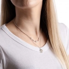 Strieborný 925 náhrdelník - zdvojená retiazka, hviezdica, lastúra, korytnačka, delfín