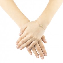 Detský 14K zlatý náramok na ruku - srdce s odtlačkom zvieracej labky