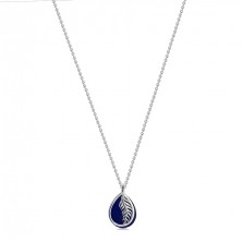 Strieborný 925 náhrdelník - prírodný lazurit, obrys kvapky s listom