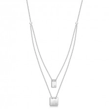 Strieborný 925 náhrdelník - brilianty, plochý štvorec a obdĺžnik