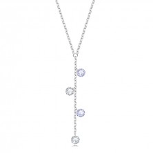 Strieborný náhrdelník 925 - tenká retiazka, číry a levanduľový zirkón