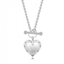 Strieborný náhrdelník 925 - prevliekací, tenká retiazka, srdce, štruktúrovaný okraj
