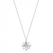 Strieborný 925 náhrdelník - chobotnica s chápadlami, malé čierne oči