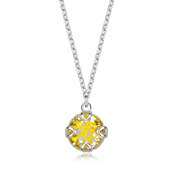 Strieborný 925 náhrdelník - prírodný rutil, Venušine vlasy zlatej farby