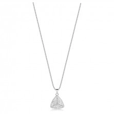 Strieborný 925 náhrdelník - trojuholník, okrúhle číre zirkóny, guličková retiazka
