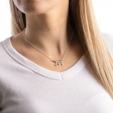 Strieborný 925 náhrdelník - zicherka, polmesiac, hladké srdce, hviezdička, zirkóny
