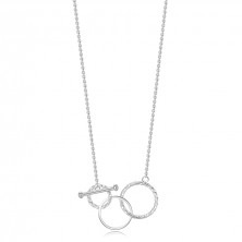 Prevliekací strieborný 925 náhrdelník - hladké koliesko, prepletené krúžky, tenká retiazka 