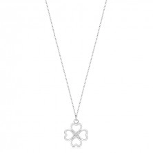 Strieborný náhrdelník 925 - srdiečkový štvorlístok s čírym diamantom